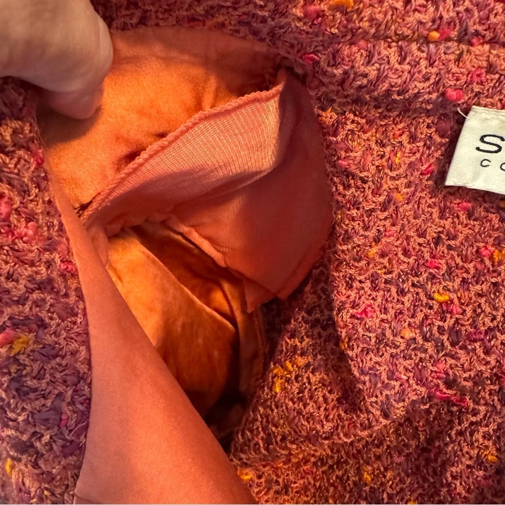 St. John Chic Pink and Orange Tweed Jacket - Picture 8 of 11